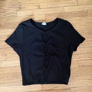 Garage Black Cut-Out Crop Top